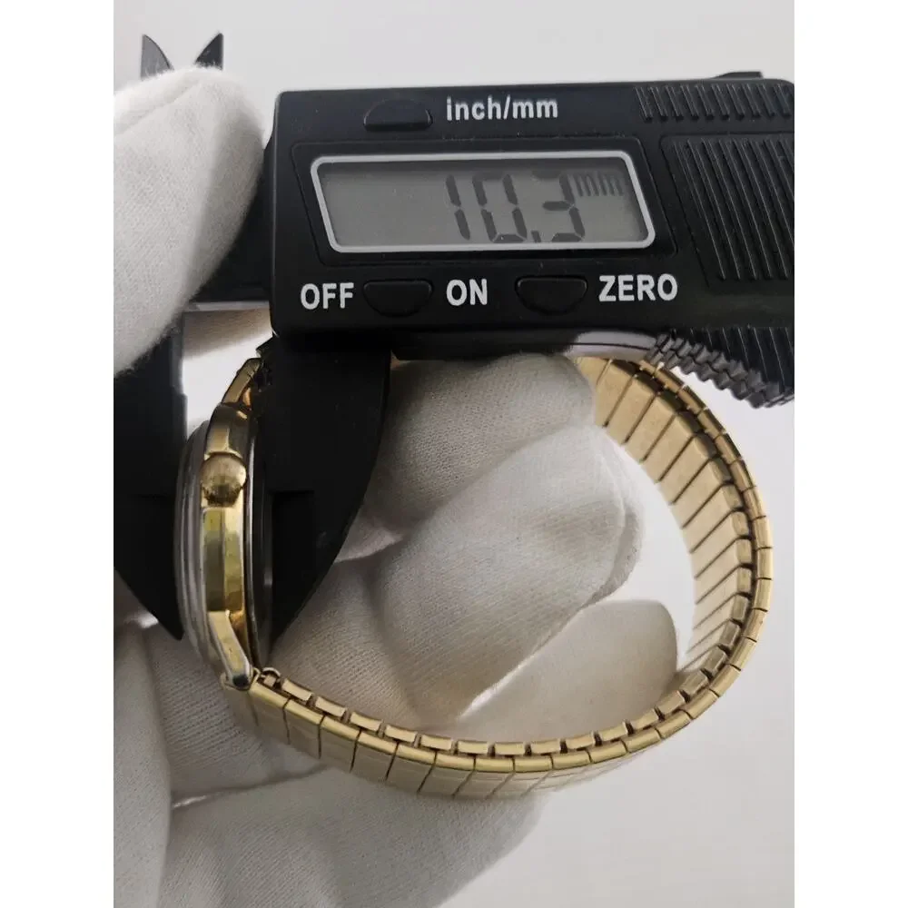Mens Vintage 1977 Timex Manual Wind Watch Rare Gold Dial New Band Runs
